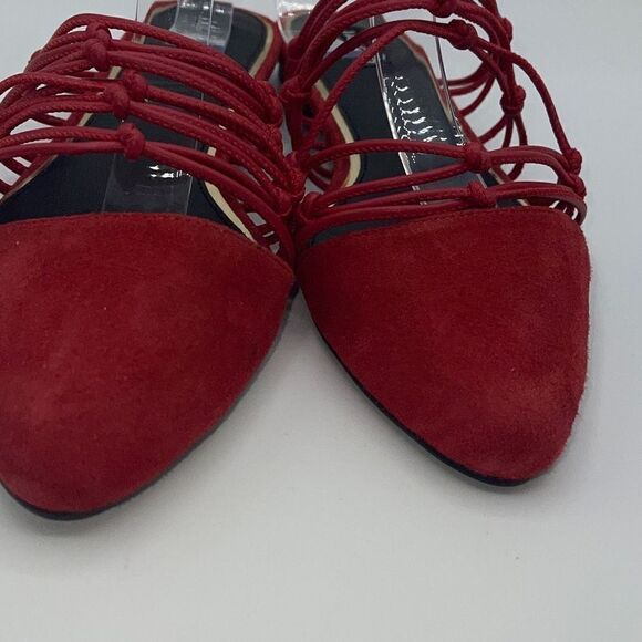 Jaggar Women's Suede Mules Flats Slip On Shoes Strappy Knotted Red Size 36 - Picture 9 of 13